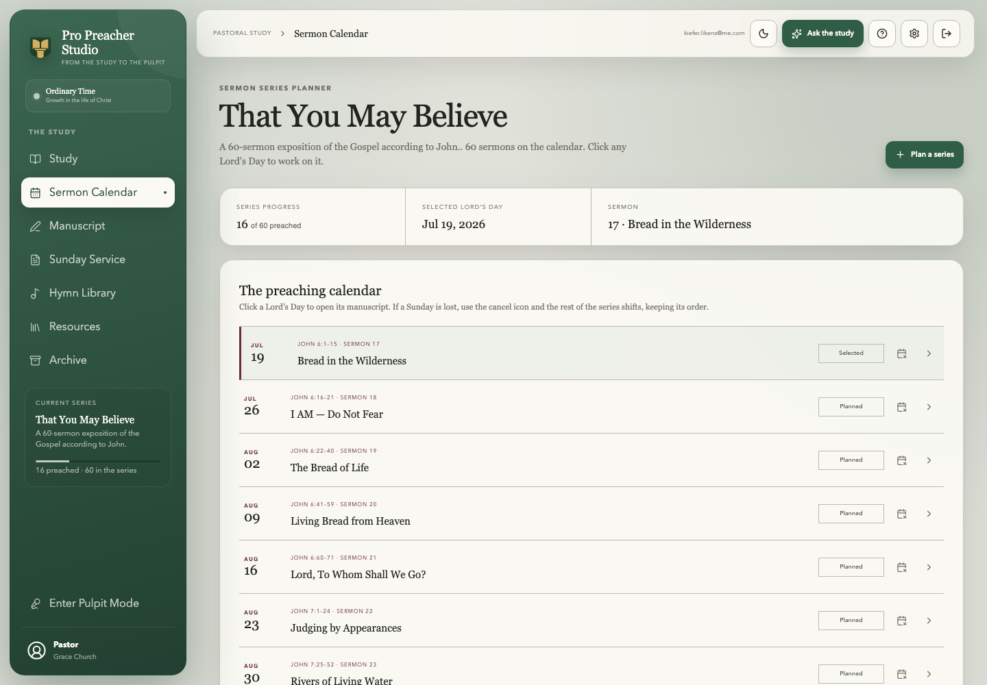A sixty-sermon exposition planned across the preaching calendar